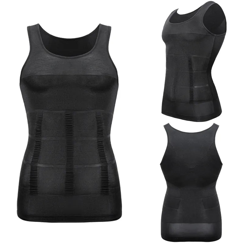 Slim n Fit Body Shaper Vest Shirt - Tank Top Sleeveless Shapewear For Men - L, White