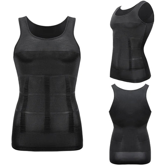 Slim n Fit Body Shaper Vest Shirt - Tank Top Sleeveless Shapewear For Men - L, White